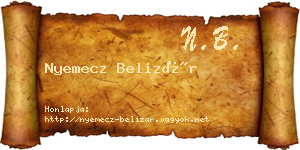 Nyemecz Belizár névjegykártya